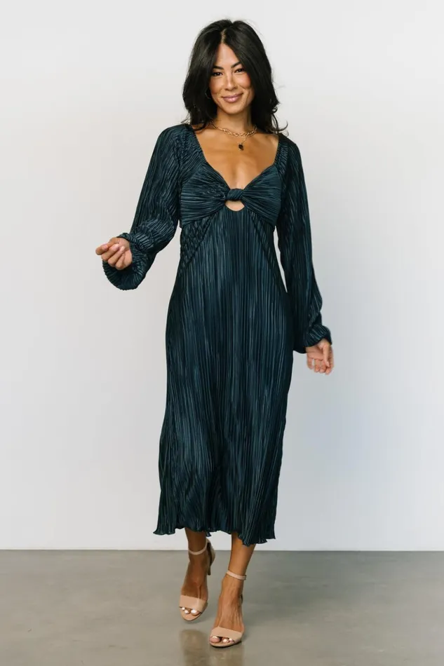 Baltic Born Midi Dresses Amani Pleated Midi Dress Peacock 8211 Women Baltic Born Midi Dresses Amani Pleated Midi Dress Peacock 8211 Women