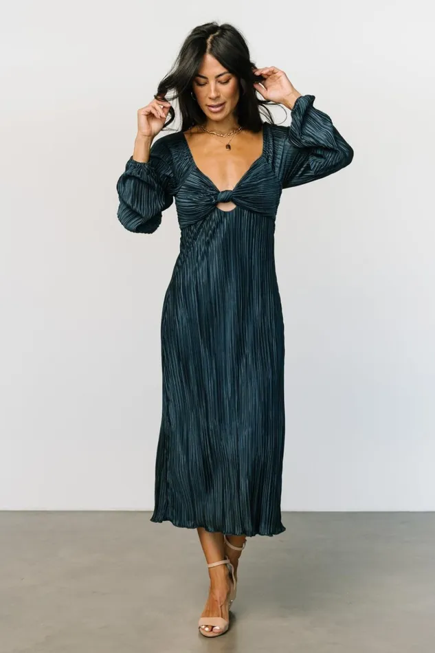 Baltic Born Midi Dresses Amani Pleated Midi Dress Peacock 8211 Women Baltic Born Midi Dresses Amani Pleated Midi Dress Peacock 8211 Women