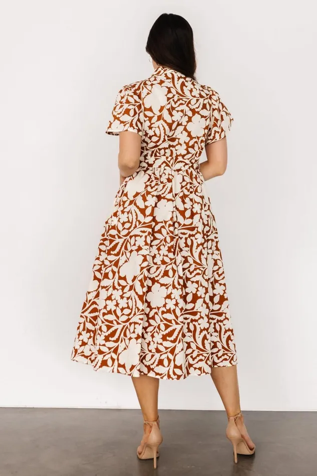 Baltic Born Midi Dresses Aurelia Button Down Midi Dress Cream Camel 8211 Women Baltic Born Midi Dresses Aurelia Button Down Midi Dress Cream Camel 8211 Women