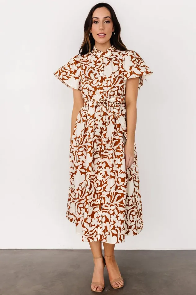 Baltic Born Midi Dresses Aurelia Button Down Midi Dress Cream Camel 8211 Women Baltic Born Midi Dresses Aurelia Button Down Midi Dress Cream Camel 8211 Women