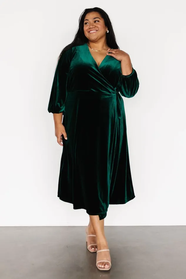 Baltic Born Midi Dresses Beckinsale Velvet Wrap Dress Dark Green 8211 Women Baltic Born Midi Dresses Beckinsale Velvet Wrap Dress Dark Green 8211 Women