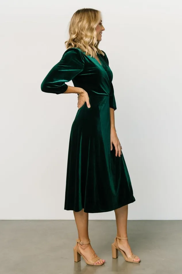 Baltic Born Midi Dresses Beckinsale Velvet Wrap Dress Dark Green 8211 Women Baltic Born Midi Dresses Beckinsale Velvet Wrap Dress Dark Green 8211 Women