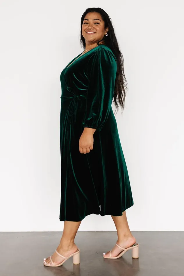 Baltic Born Midi Dresses Beckinsale Velvet Wrap Dress Dark Green 8211 Women Baltic Born Midi Dresses Beckinsale Velvet Wrap Dress Dark Green 8211 Women
