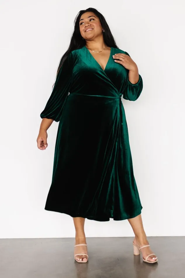 Baltic Born Midi Dresses Beckinsale Velvet Wrap Dress Dark Green 8211 Women Baltic Born Midi Dresses Beckinsale Velvet Wrap Dress Dark Green 8211 Women