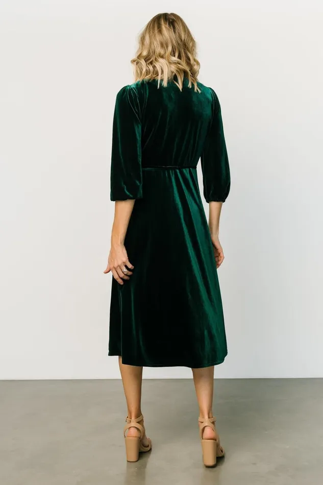 Baltic Born Midi Dresses Beckinsale Velvet Wrap Dress Dark Green 8211 Women Baltic Born Midi Dresses Beckinsale Velvet Wrap Dress Dark Green 8211 Women