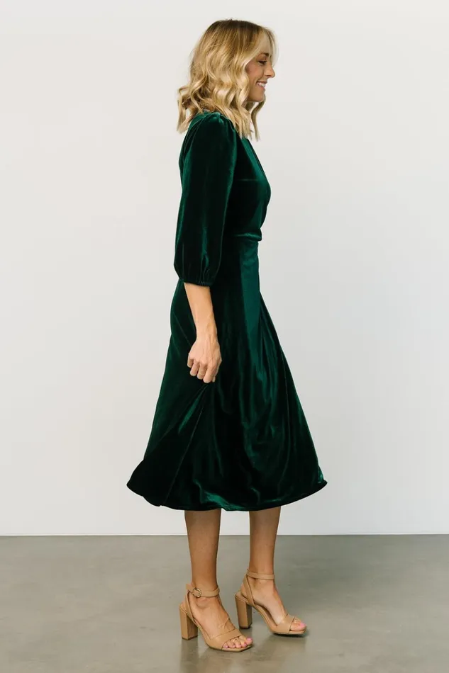 Baltic Born Midi Dresses Beckinsale Velvet Wrap Dress Dark Green 8211 Women Baltic Born Midi Dresses Beckinsale Velvet Wrap Dress Dark Green 8211 Women