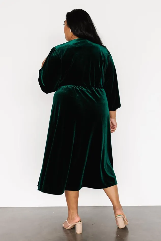Baltic Born Midi Dresses Beckinsale Velvet Wrap Dress Dark Green 8211 Women Baltic Born Midi Dresses Beckinsale Velvet Wrap Dress Dark Green 8211 Women