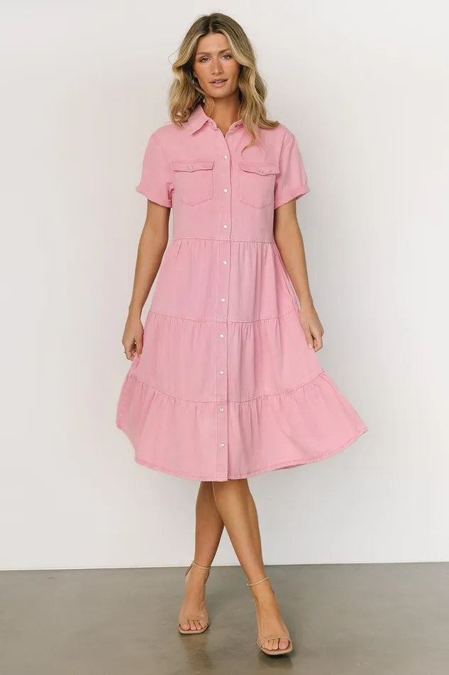 Baltic Born Midi Dresses Belmont Denim Midi Dress Pink 8211 Women