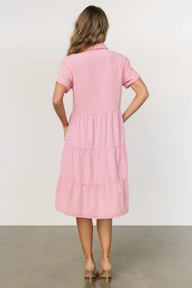 Baltic Born Midi Dresses Belmont Denim Midi Dress Pink 8211 Women Baltic Born Midi Dresses Belmont Denim Midi Dress Pink 8211 Women