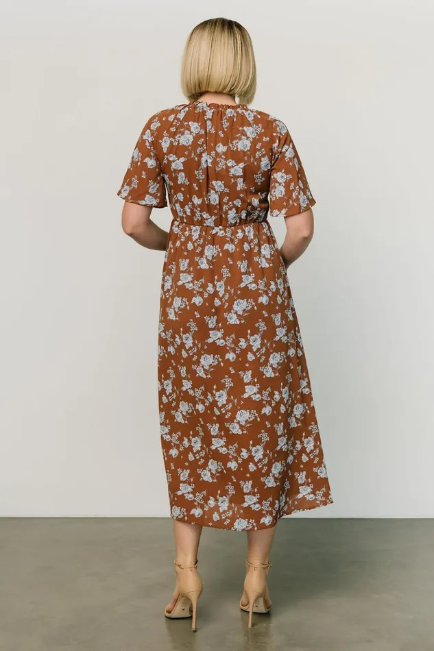 Baltic Born Midi Dresses Botega Midi Dress Brown Blue 8211 Women Baltic Born Midi Dresses Botega Midi Dress Brown Blue 8211 Women