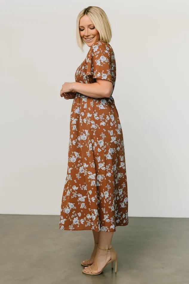 Baltic Born Midi Dresses Botega Midi Dress Brown Blue 8211 Women Baltic Born Midi Dresses Botega Midi Dress Brown Blue 8211 Women