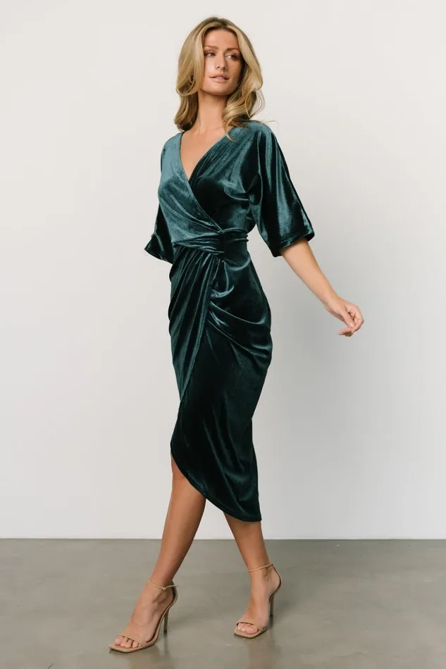Baltic Born Midi Dresses Brendyn Ruched Velvet Dress Jade 8211 Women Baltic Born Midi Dresses Brendyn Ruched Velvet Dress Jade 8211 Women