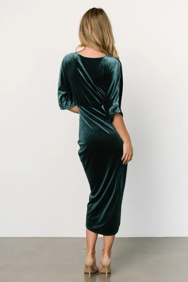 Baltic Born Midi Dresses Brendyn Ruched Velvet Dress Jade 8211 Women Baltic Born Midi Dresses Brendyn Ruched Velvet Dress Jade 8211 Women