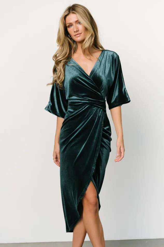 Baltic Born Midi Dresses Brendyn Ruched Velvet Dress Jade 8211 Women Baltic Born Midi Dresses Brendyn Ruched Velvet Dress Jade 8211 Women
