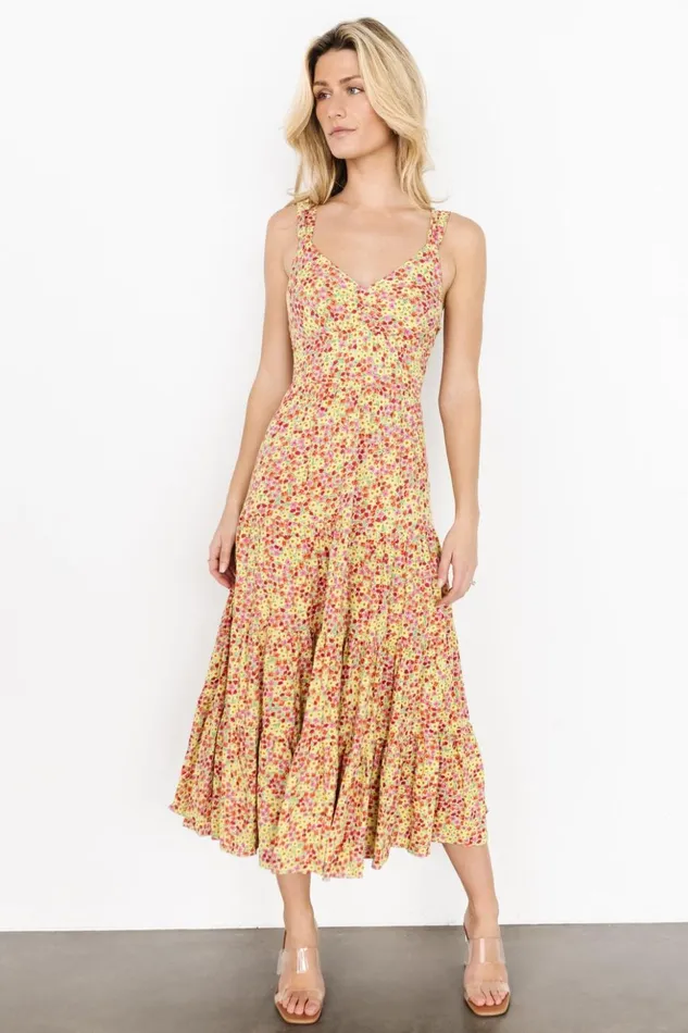 Baltic Born Midi Dresses Campbell Tie Back Dress Multi Floral 8211 Women Baltic Born Midi Dresses Campbell Tie Back Dress Multi Floral 8211 Women