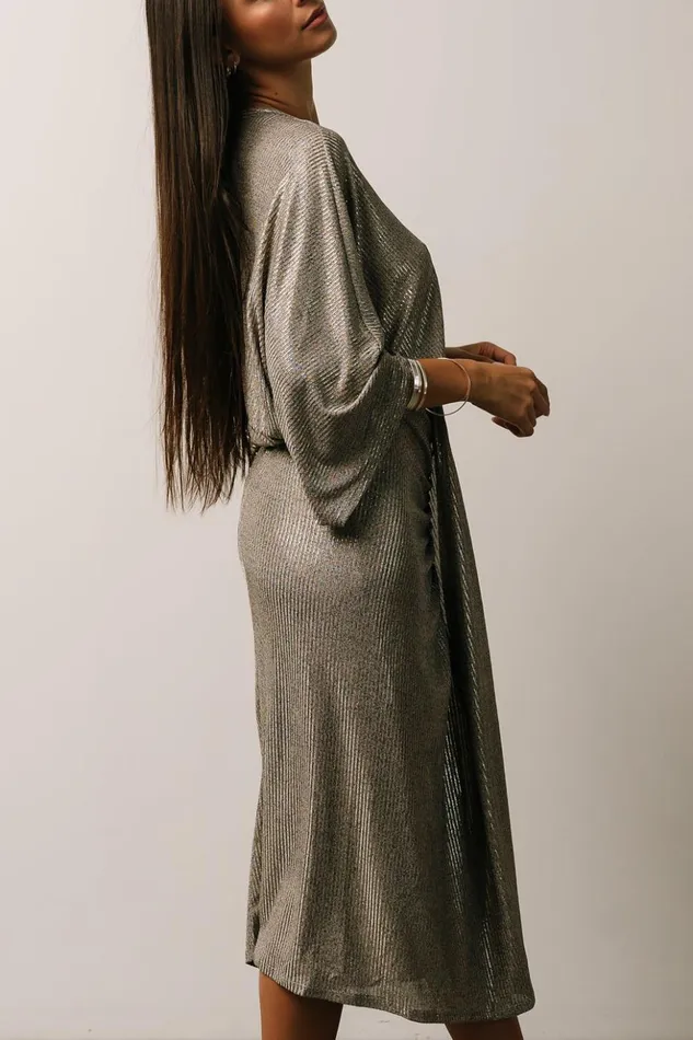 Baltic Born Midi Dresses Ciara Ruched Midi Dress Silver Metallic 8211 Women Baltic Born Midi Dresses Ciara Ruched Midi Dress Silver Metallic 8211 Women