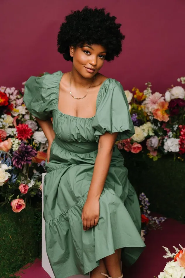 Baltic Born Midi Dresses Cindy Puff Sleeve Tiered Dress Dusty Green 8211 Women Baltic Born Midi Dresses Cindy Puff Sleeve Tiered Dress Dusty Green 8211 Women