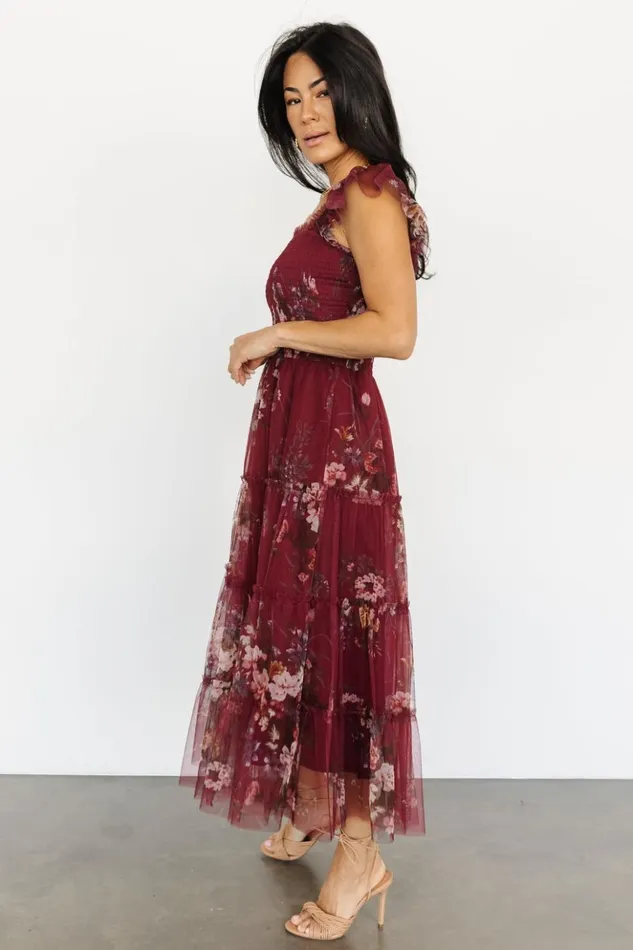 Baltic Born Midi Dresses Clementine Tulle Midi Dress Wine Multi 8211 Women Baltic Born Midi Dresses Clementine Tulle Midi Dress Wine Multi 8211 Women