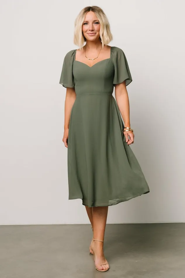 Baltic Born Midi Dresses Colette Sweetheart Midi Dress Dark Sage 8211 Women Baltic Born Midi Dresses Colette Sweetheart Midi Dress Dark Sage 8211 Women