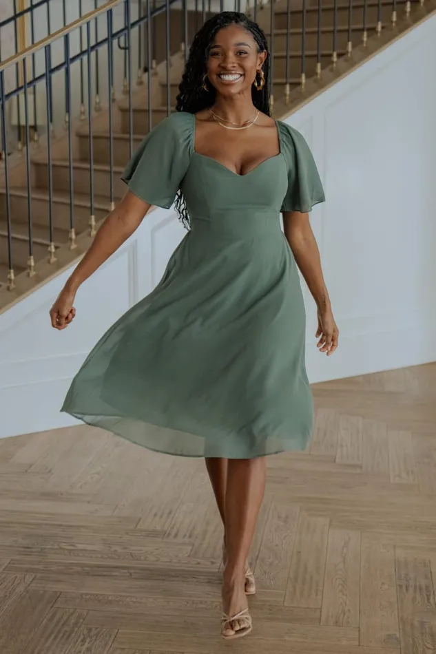 Baltic Born Midi Dresses Colette Sweetheart Midi Dress Dark Sage 8211 Women Baltic Born Midi Dresses Colette Sweetheart Midi Dress Dark Sage 8211 Women