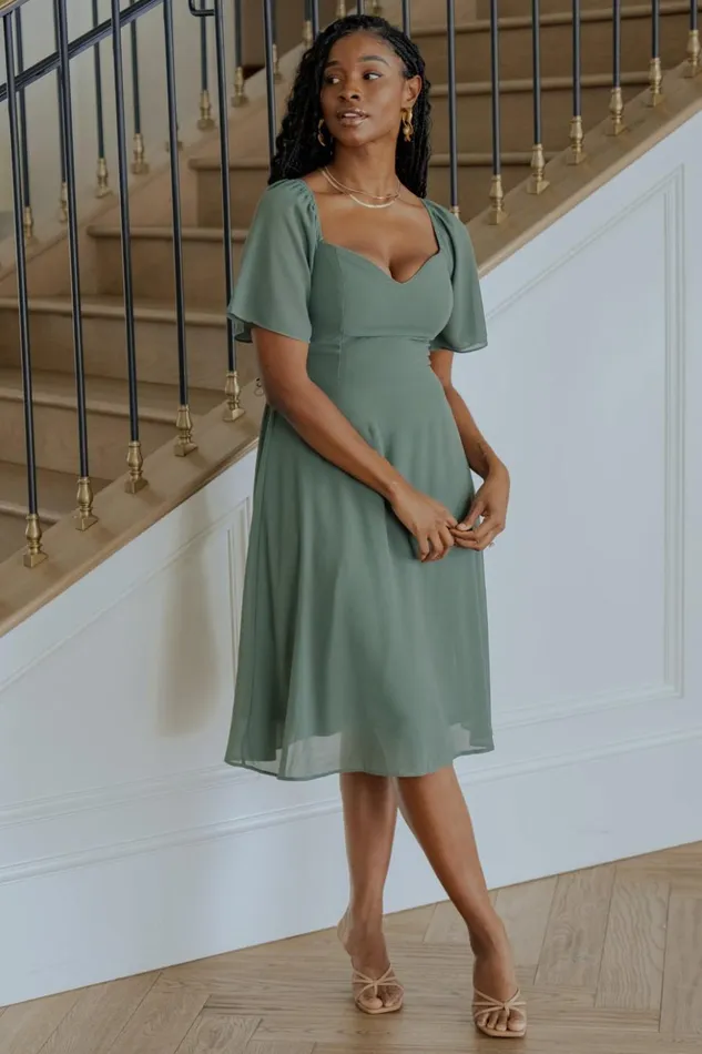 Baltic Born Midi Dresses Colette Sweetheart Midi Dress Dark Sage 8211 Women Baltic Born Midi Dresses Colette Sweetheart Midi Dress Dark Sage 8211 Women