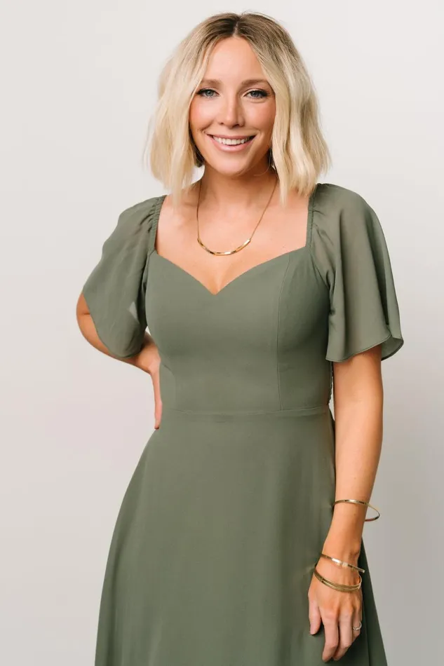 Baltic Born Midi Dresses Colette Sweetheart Midi Dress Dark Sage 8211 Women Baltic Born Midi Dresses Colette Sweetheart Midi Dress Dark Sage 8211 Women