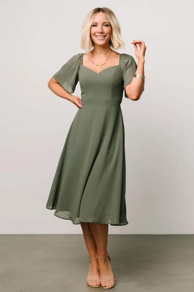 Baltic Born Midi Dresses Colette Sweetheart Midi Dress Dark Sage 8211 Women Baltic Born Midi Dresses Colette Sweetheart Midi Dress Dark Sage 8211 Women