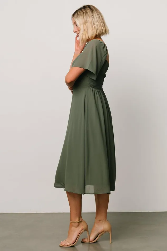 Baltic Born Midi Dresses Colette Sweetheart Midi Dress Dark Sage 8211 Women Baltic Born Midi Dresses Colette Sweetheart Midi Dress Dark Sage 8211 Women