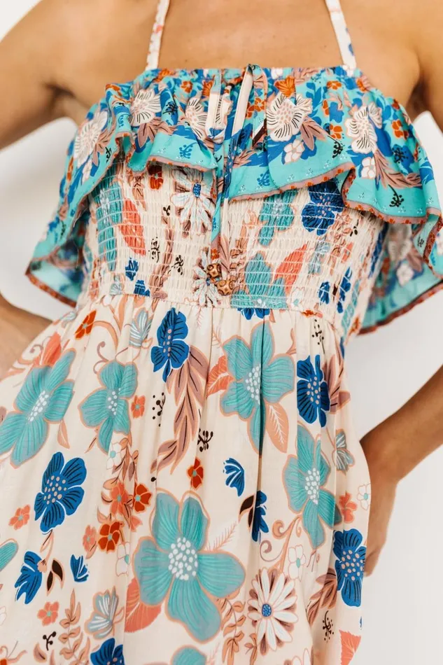 Baltic Born Midi Dresses Dali Midi Dress Natural Blue Floral 8211 Women Baltic Born Midi Dresses Dali Midi Dress Natural Blue Floral 8211 Women