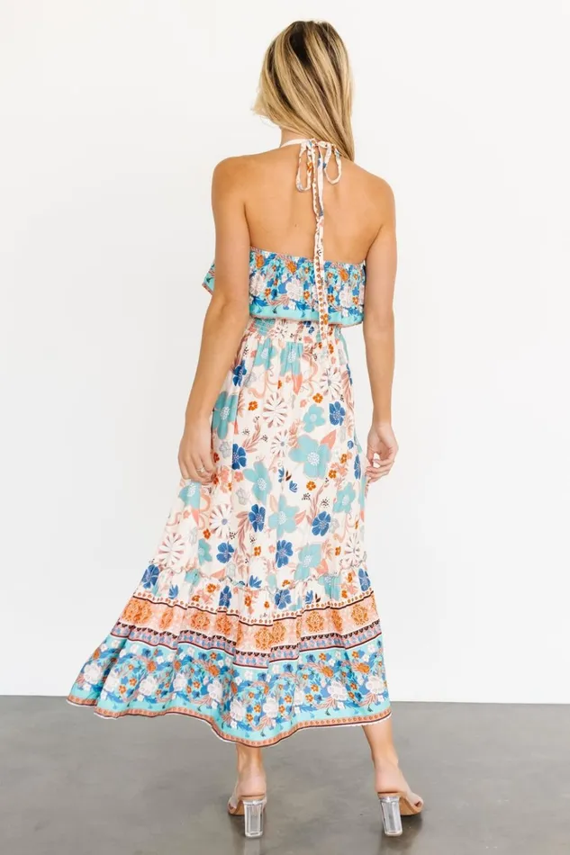 Baltic Born Midi Dresses Dali Midi Dress Natural Blue Floral 8211 Women Baltic Born Midi Dresses Dali Midi Dress Natural Blue Floral 8211 Women