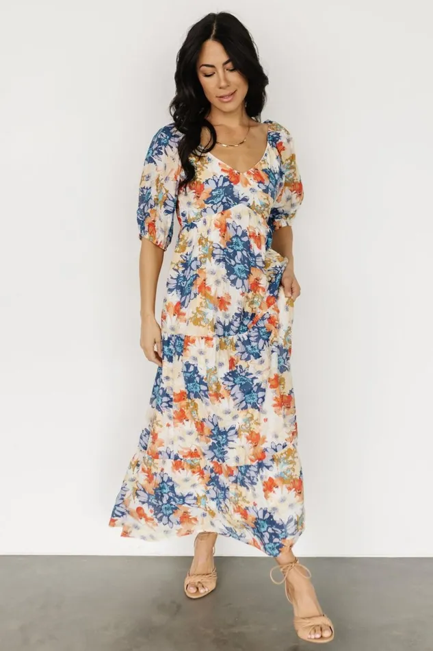 Baltic Born Midi Dresses Denton Midi Dress Blue Multi 8211 Women Baltic Born Midi Dresses Denton Midi Dress Blue Multi 8211 Women