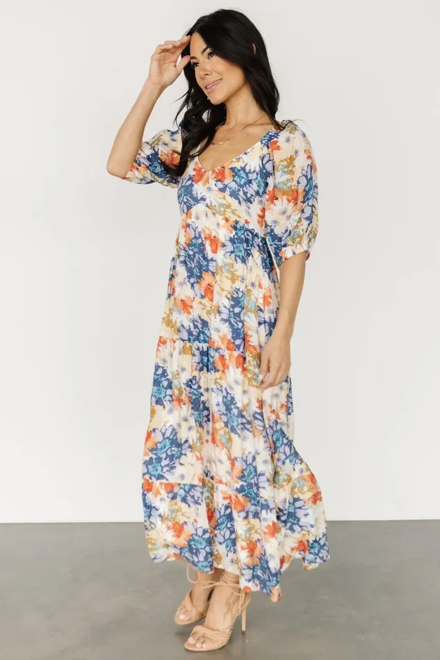 Baltic Born Midi Dresses Denton Midi Dress Blue Multi 8211 Women Baltic Born Midi Dresses Denton Midi Dress Blue Multi 8211 Women