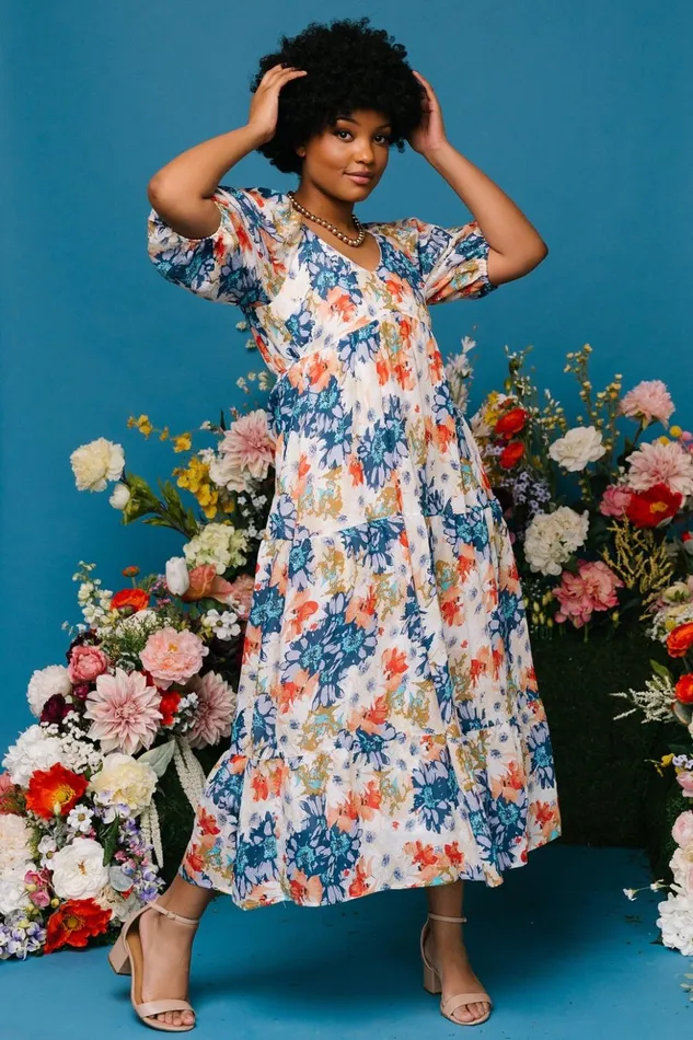 Baltic Born Midi Dresses Denton Midi Dress Blue Multi 8211 Women Baltic Born Midi Dresses Denton Midi Dress Blue Multi 8211 Women