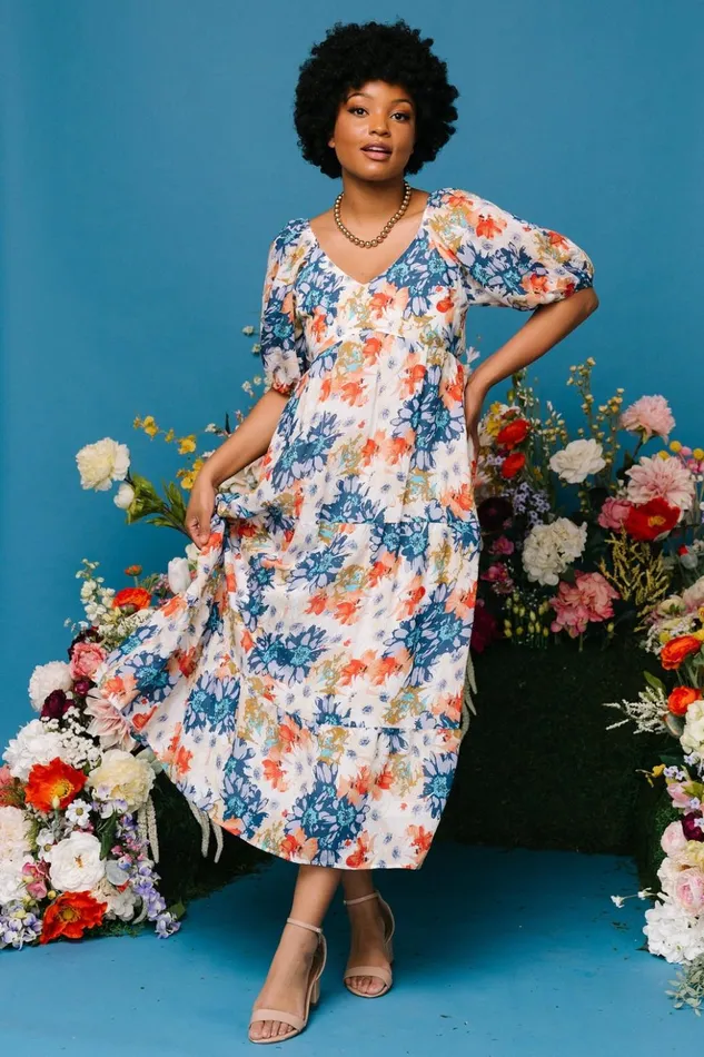 Baltic Born Midi Dresses Denton Midi Dress Blue Multi 8211 Women Baltic Born Midi Dresses Denton Midi Dress Blue Multi 8211 Women