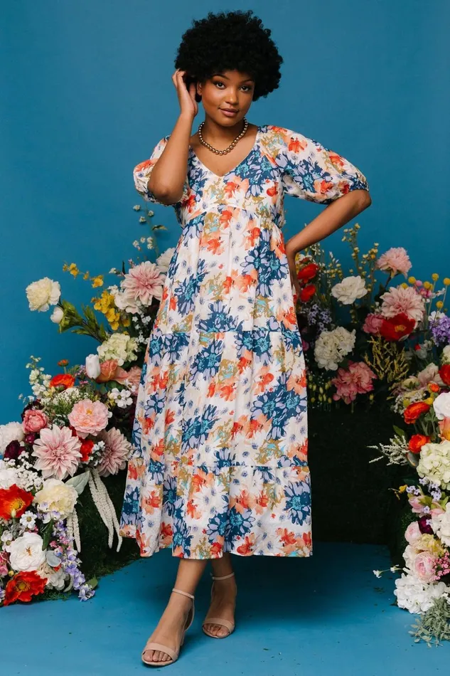 Baltic Born Midi Dresses Denton Midi Dress Blue Multi 8211 Women Baltic Born Midi Dresses Denton Midi Dress Blue Multi 8211 Women