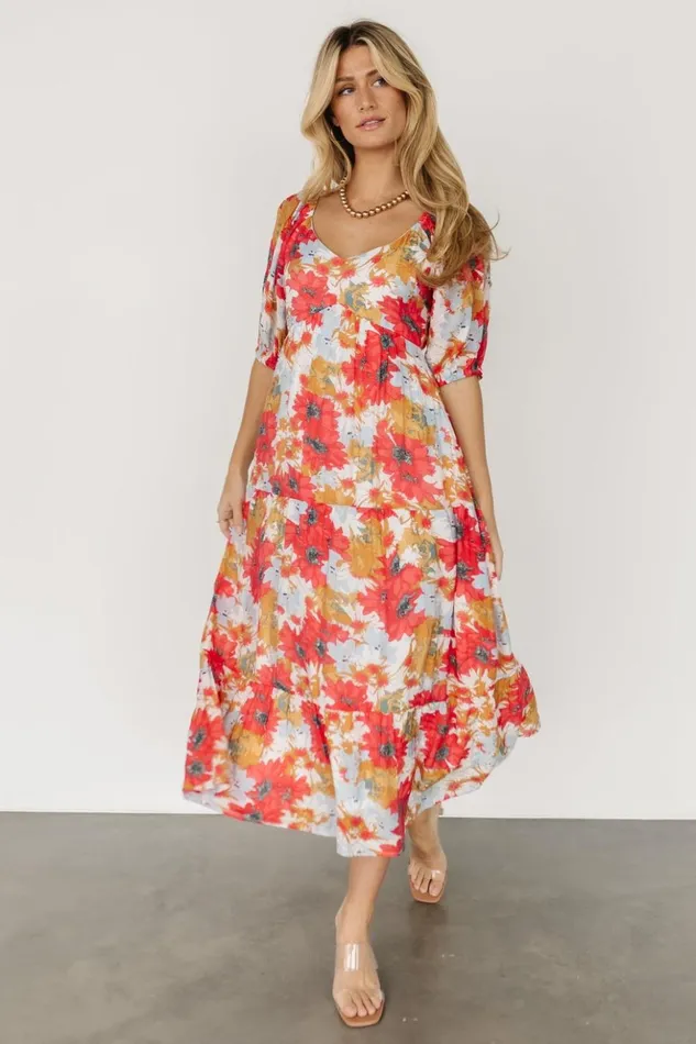 Baltic Born Midi Dresses Denton Midi Dress Red Multi 8211 Women