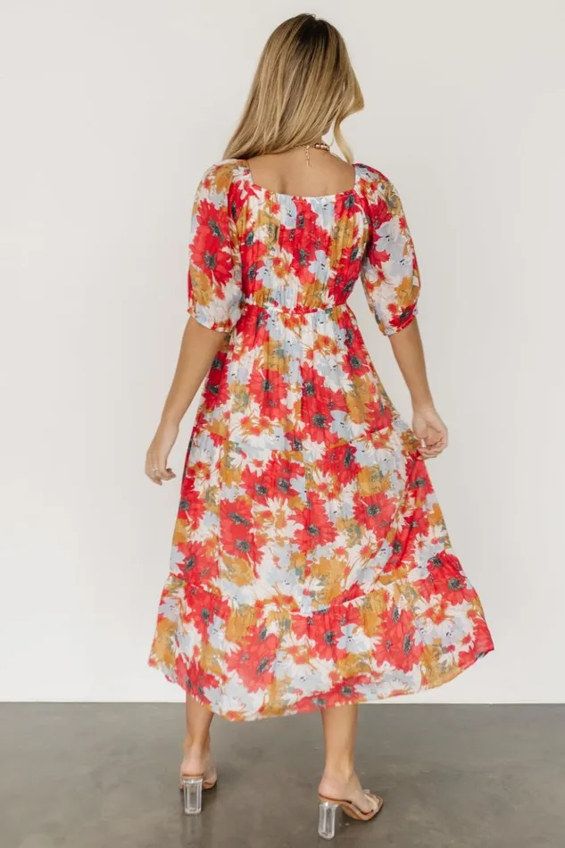 Baltic Born Midi Dresses Denton Midi Dress Red Multi 8211 Women Baltic Born Midi Dresses Denton Midi Dress Red Multi 8211 Women