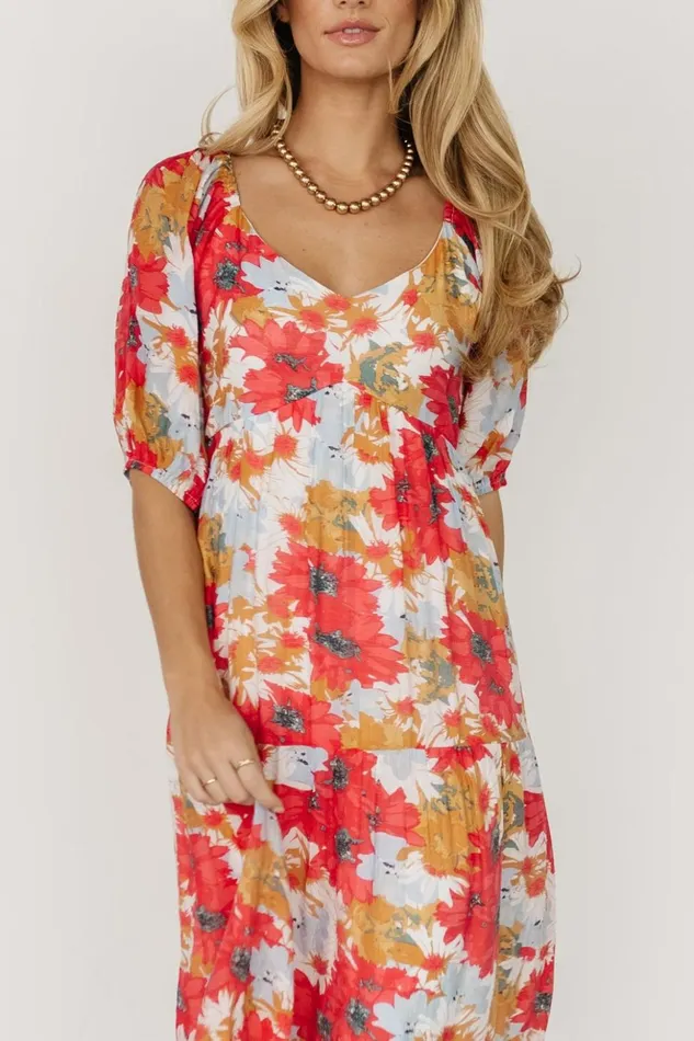 Baltic Born Midi Dresses Denton Midi Dress Red Multi 8211 Women Baltic Born Midi Dresses Denton Midi Dress Red Multi 8211 Women