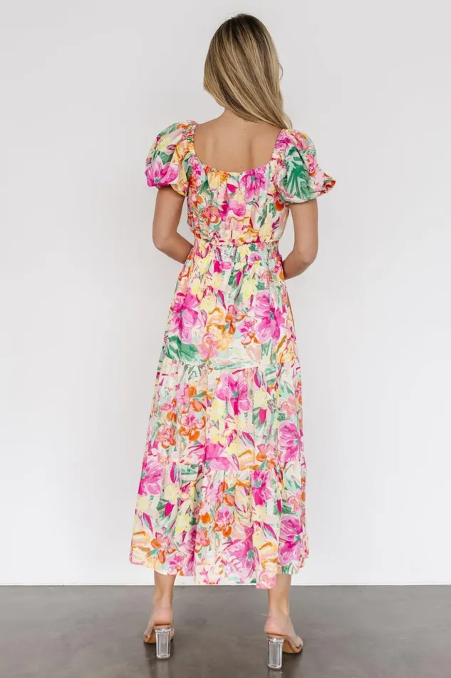 Baltic Born Midi Dresses Denzel Puff Sleeve Midi Dress Multi Floral 8211 Women Baltic Born Midi Dresses Denzel Puff Sleeve Midi Dress Multi Floral 8211 Women