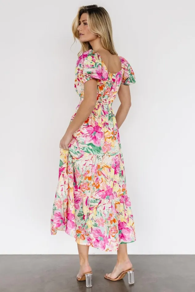 Baltic Born Midi Dresses Denzel Puff Sleeve Midi Dress Multi Floral 8211 Women Baltic Born Midi Dresses Denzel Puff Sleeve Midi Dress Multi Floral 8211 Women