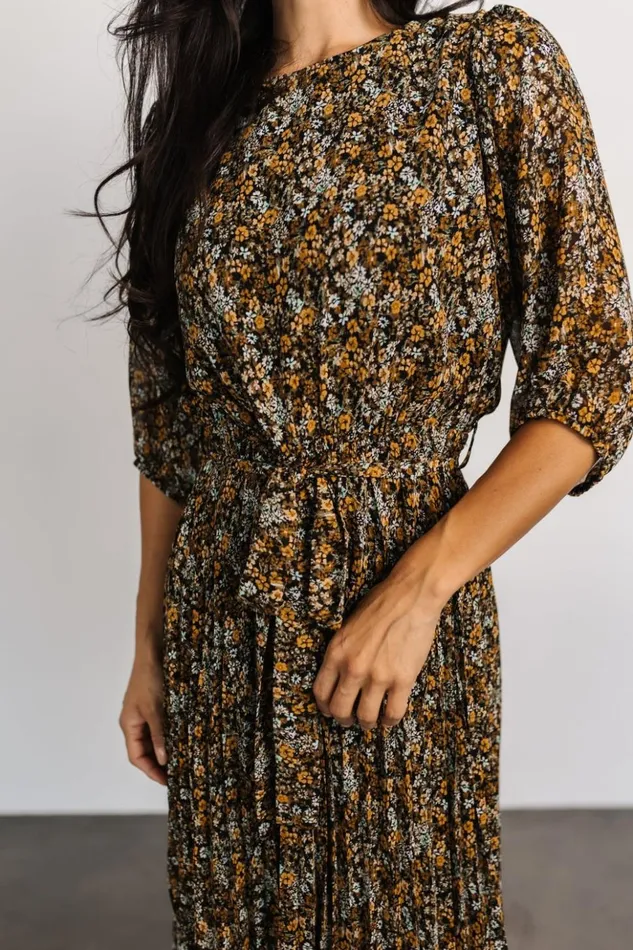 Baltic Born Midi Dresses Eileen Pleated Dress Midnight Garden Print 8211 Women Baltic Born Midi Dresses Eileen Pleated Dress Midnight Garden Print 8211 Women