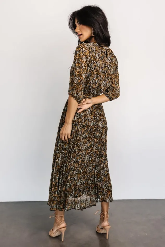 Baltic Born Midi Dresses Eileen Pleated Dress Midnight Garden Print 8211 Women Baltic Born Midi Dresses Eileen Pleated Dress Midnight Garden Print 8211 Women