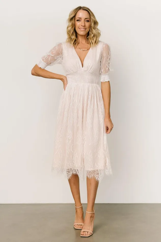 Baltic Born Midi Dresses Elaina Lace Midi Dress Off White 8211 Women