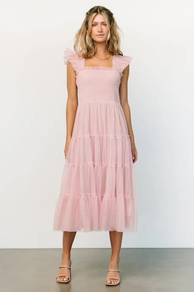 Baltic Born Midi Dresses Emma Smocked Tulle Dress Mauve 8211 Women