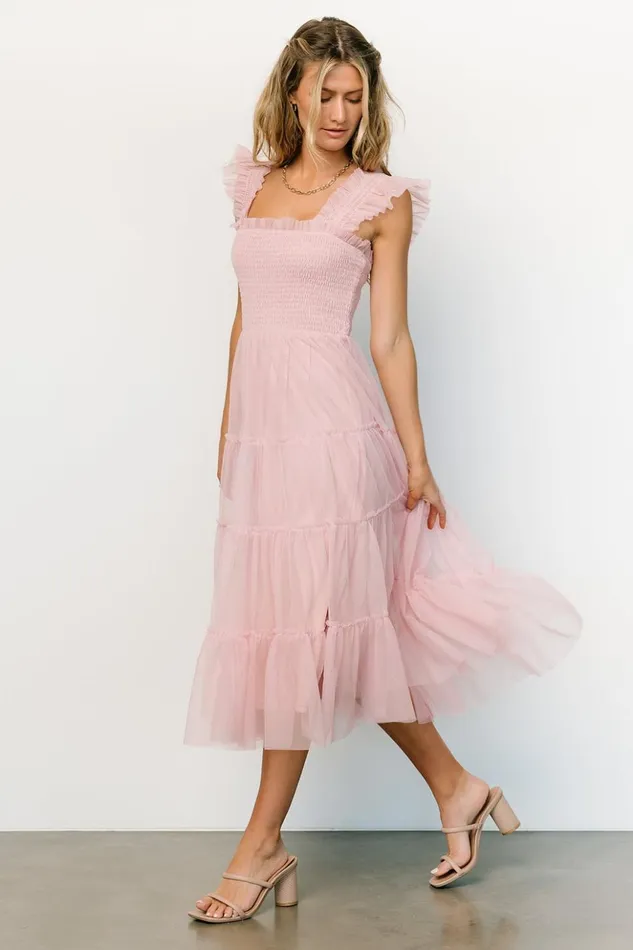Baltic Born Midi Dresses Emma Smocked Tulle Dress Mauve 8211 Women Baltic Born Midi Dresses Emma Smocked Tulle Dress Mauve 8211 Women