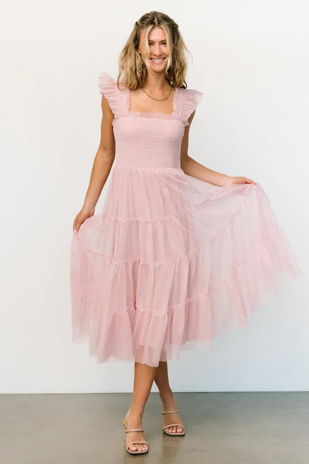 Baltic Born Midi Dresses Emma Smocked Tulle Dress Mauve 8211 Women Baltic Born Midi Dresses Emma Smocked Tulle Dress Mauve 8211 Women