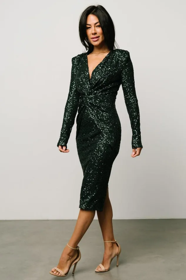 Baltic Born Midi Dresses Estrella Sequin Midi Dress Dark Green 8211 Women Baltic Born Midi Dresses Estrella Sequin Midi Dress Dark Green 8211 Women