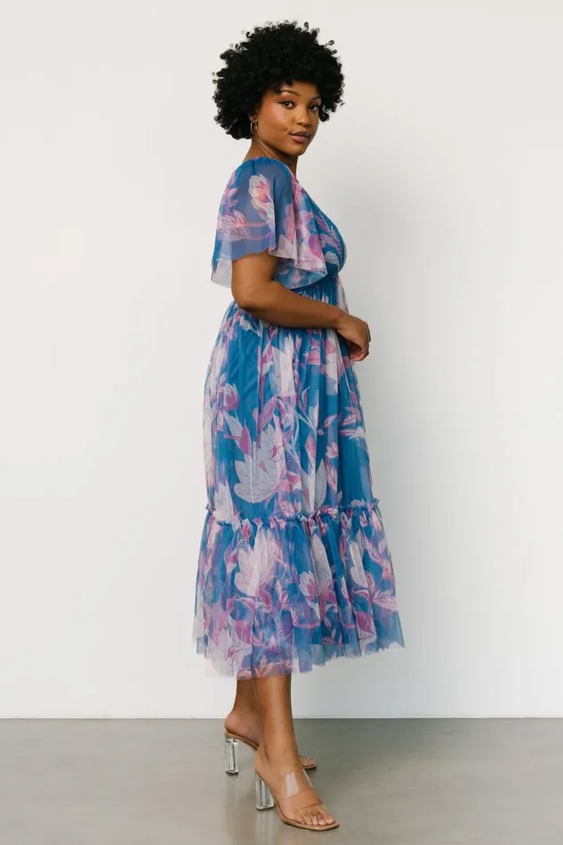 Baltic Born Midi Dresses Gracie Tulle Dress Blue Pink Floral 8211 Women Baltic Born Midi Dresses Gracie Tulle Dress Blue Pink Floral 8211 Women