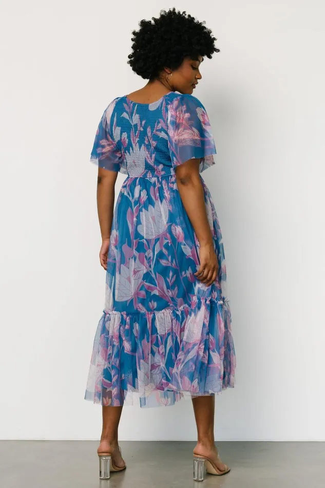 Baltic Born Midi Dresses Gracie Tulle Dress Blue Pink Floral 8211 Women Baltic Born Midi Dresses Gracie Tulle Dress Blue Pink Floral 8211 Women