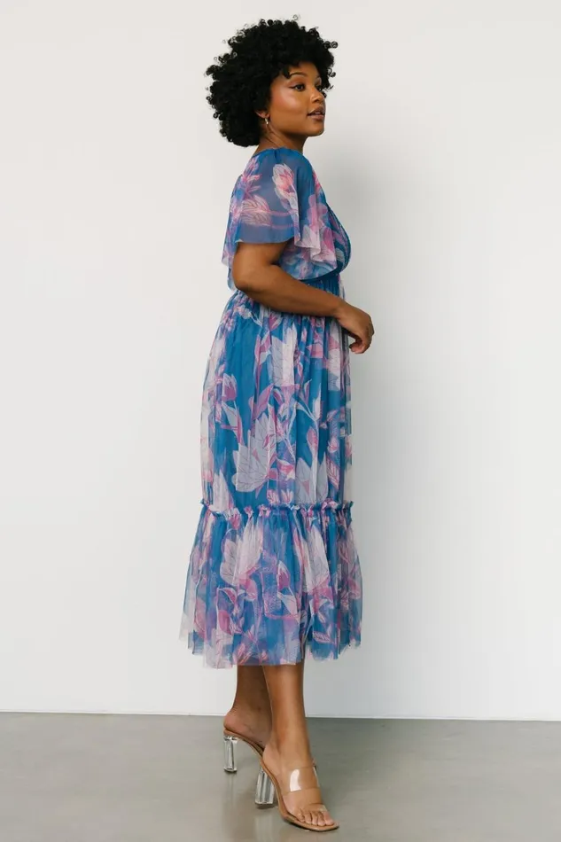 Baltic Born Midi Dresses Gracie Tulle Dress Blue Pink Floral 8211 Women Baltic Born Midi Dresses Gracie Tulle Dress Blue Pink Floral 8211 Women
